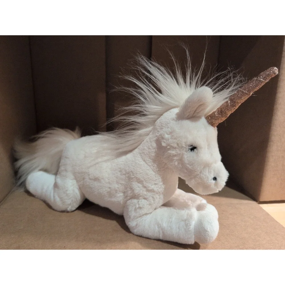 Jellycat Luna White Unicorn Gold Glitter Plush Animal Retired 15" To Tail - Picture 2 of 4